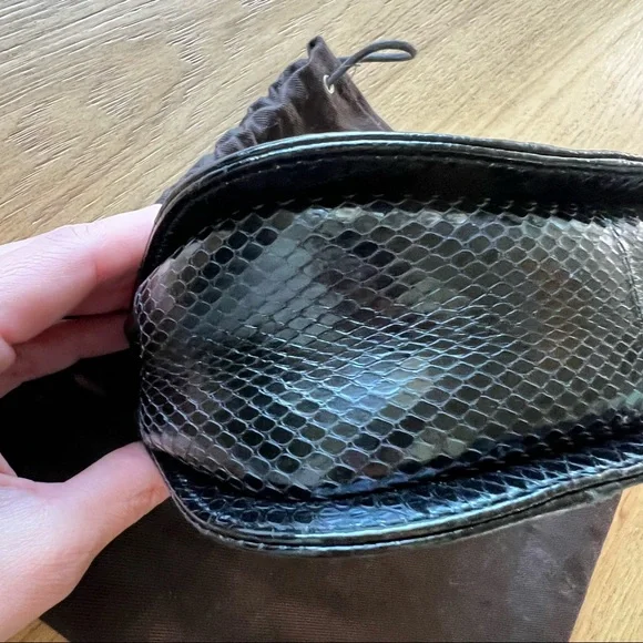 Gucci | Vintage 1947 Bamboo Mini Black Python Crossbody Two Way Chain Bag - Picture 14 of 17